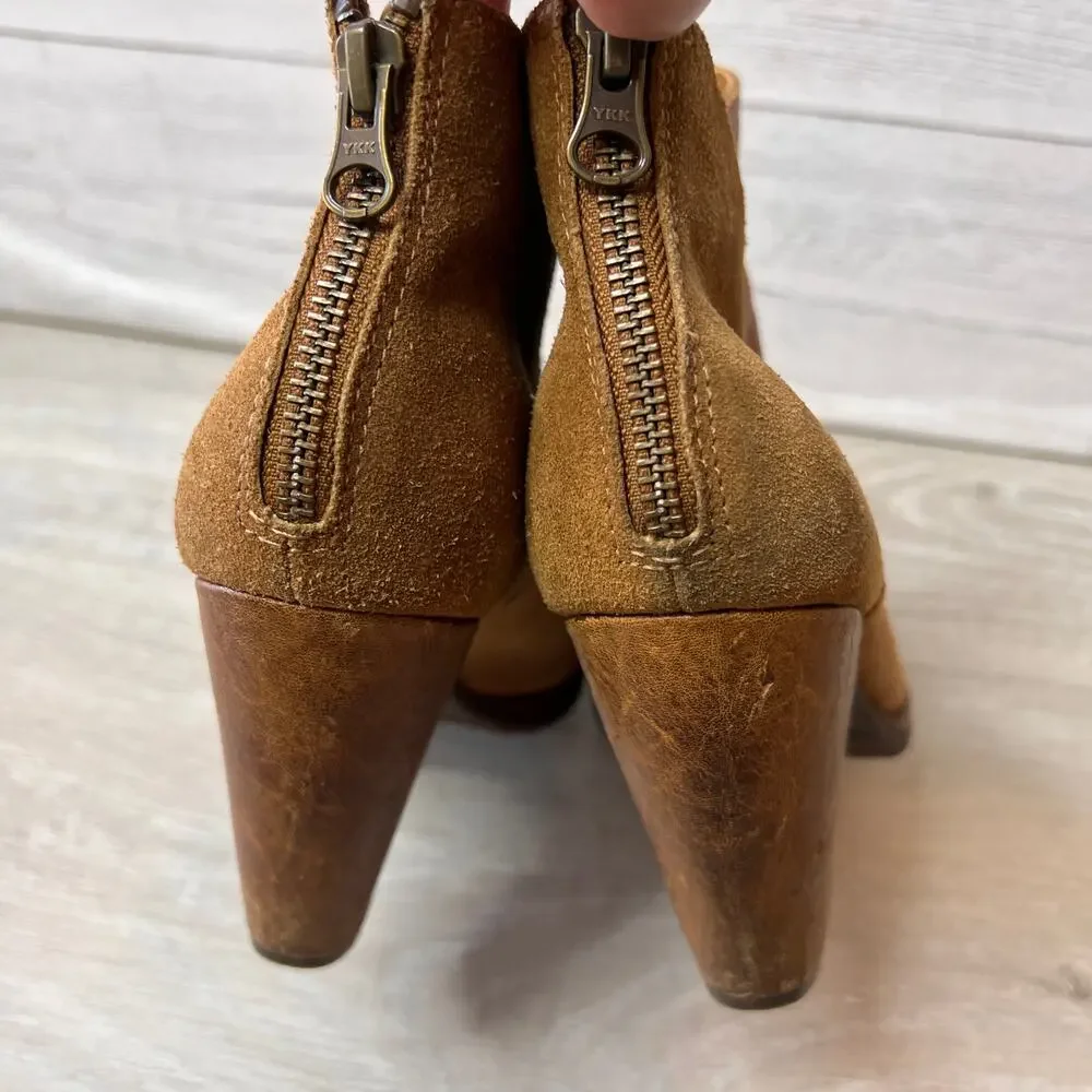 Kork-Ease Booties Womens Size 9M Brown Castanedo Suede Ankle Leather Block Heel